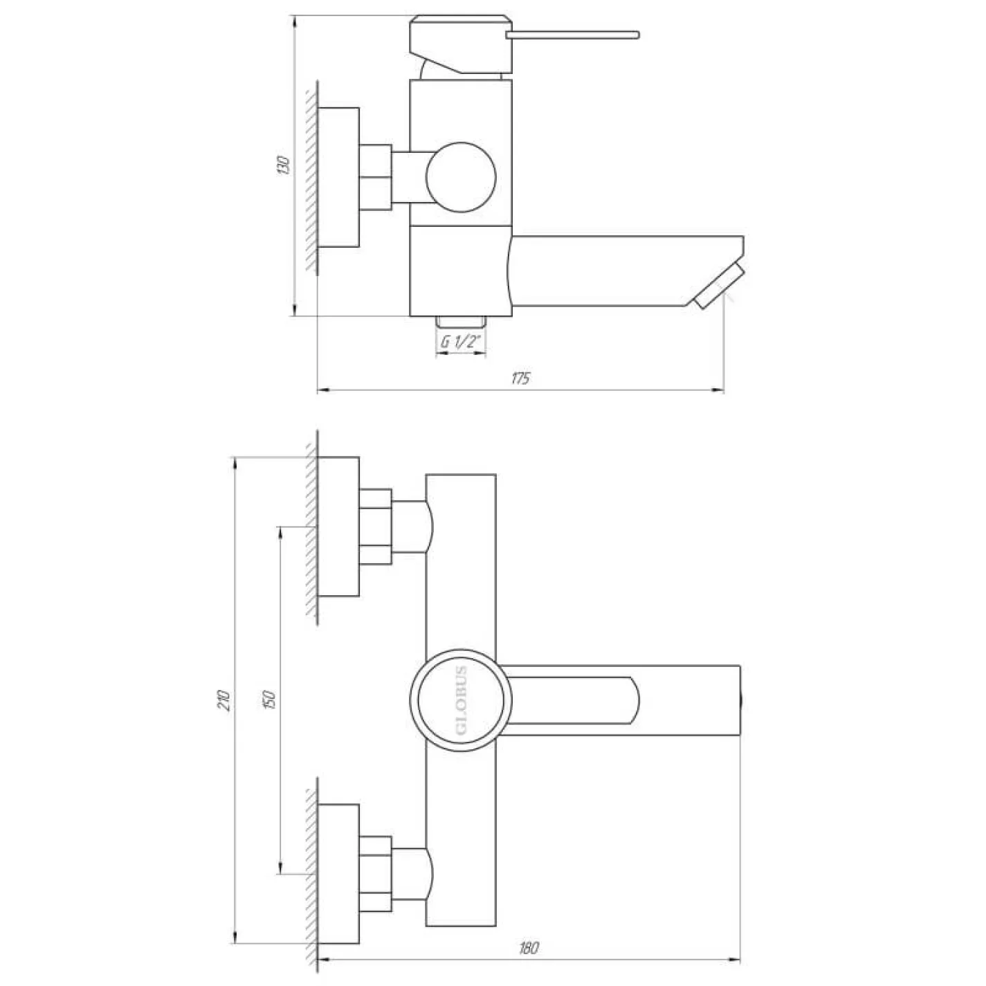 Смеситель для ванны Globus Lux Wien SBT2-102N - Фото 1